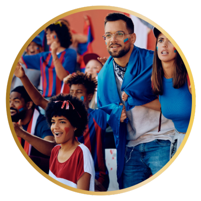 Cricket fans cheering during FourRise Premier League match in Telangana