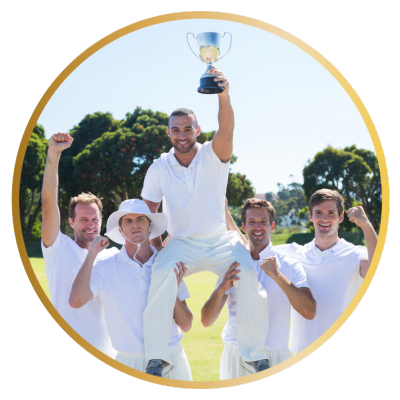 Winning team celebrating trophy at FourRise Premier League cricket tournament in Telangana