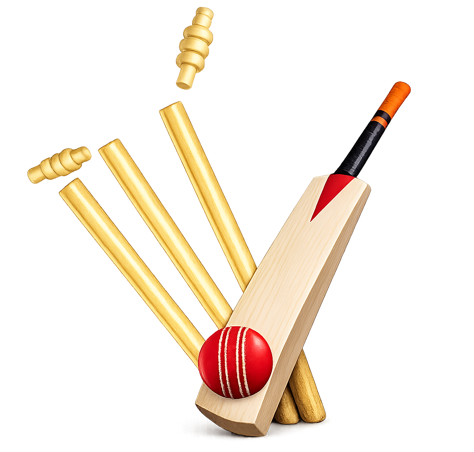 FourRise Premier League cricket bat and ball representing corporate cricket in Telangana