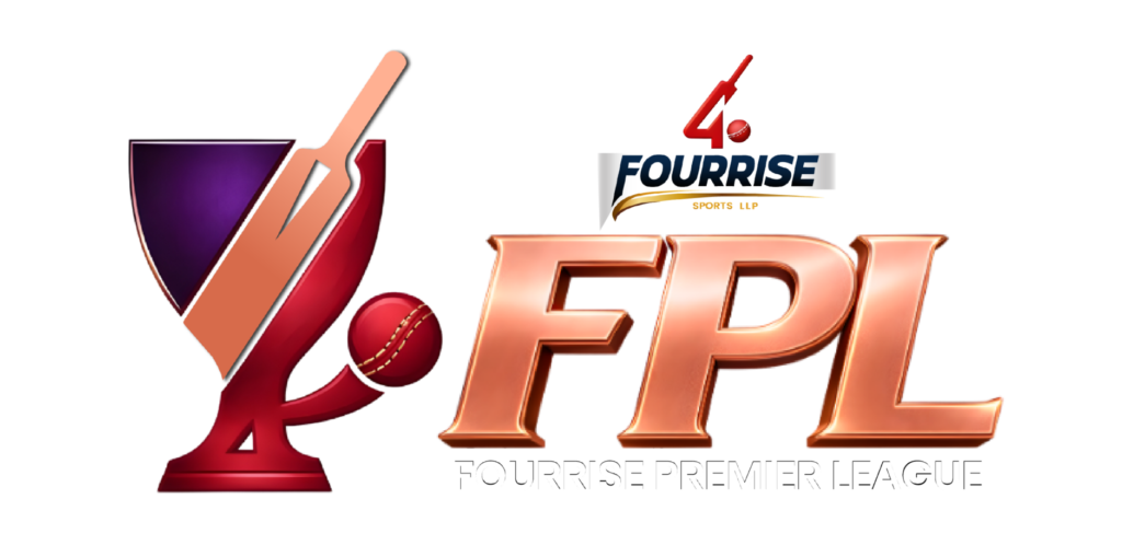 FPL Fourrise Premier League logo with cricket bat and ball icon and TM mark on black background