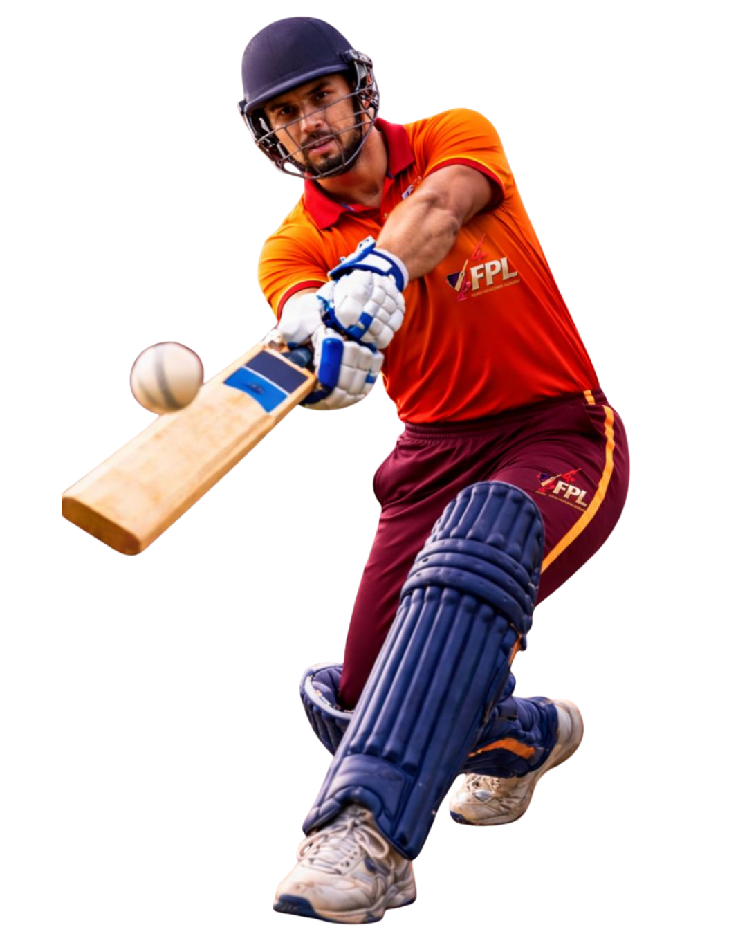 Cricket batsman playing a powerful shot for FourRise Premier League in Telangana