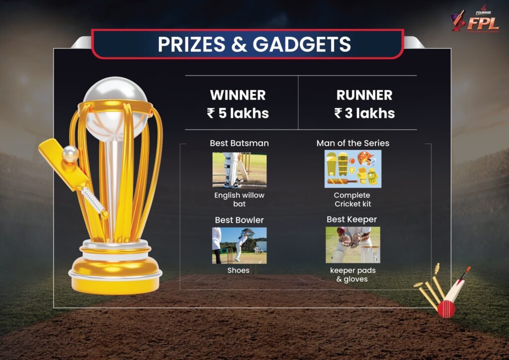FourRise Premier League cricket prizes and rewards for corporate teams in Telangana